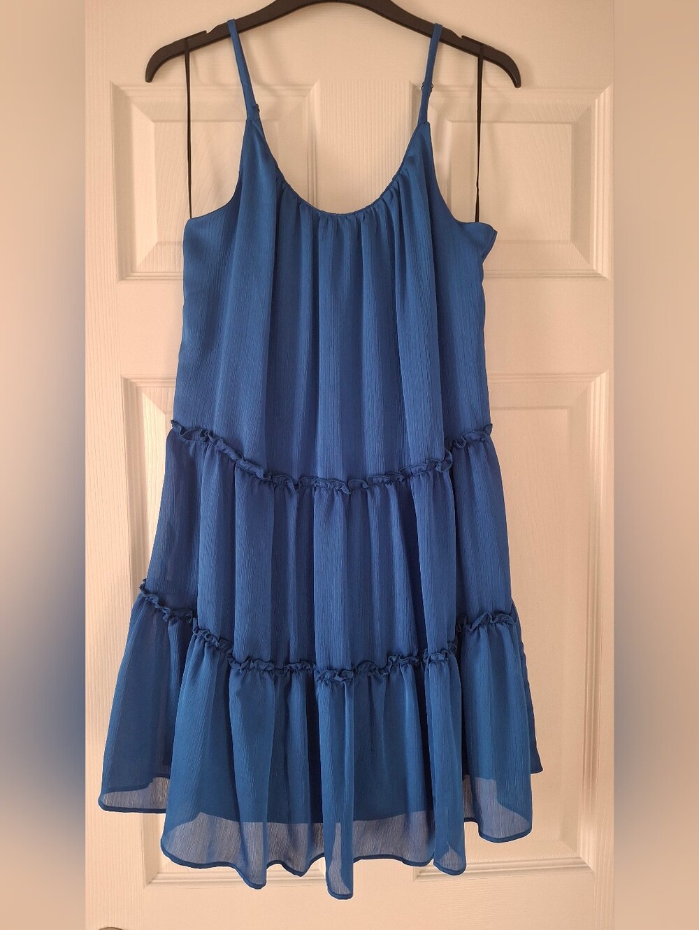 Trina Turk Tiered Mini Chiffon Dress Royal Blue XS